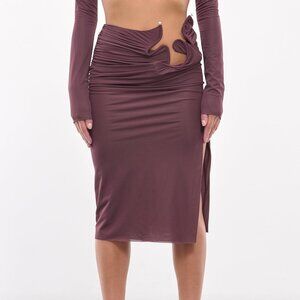 NEW NWT Christopher Esber Venus Midi Skirt in Mahogany FWRD purple